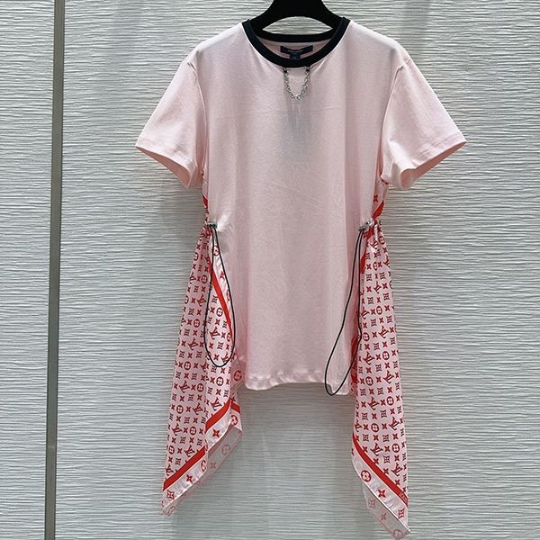 【ルイヴィトン】スカーフインサートTシャツ偽物ドレス 1AFTPU